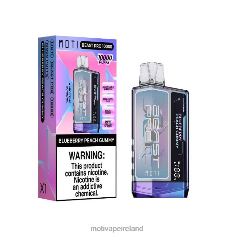 0PR0E39 - Moti vape for sale Blueberry Peach Gummy MOTI Beast Pro Disposable Vape (5%, 10000 Puffs)