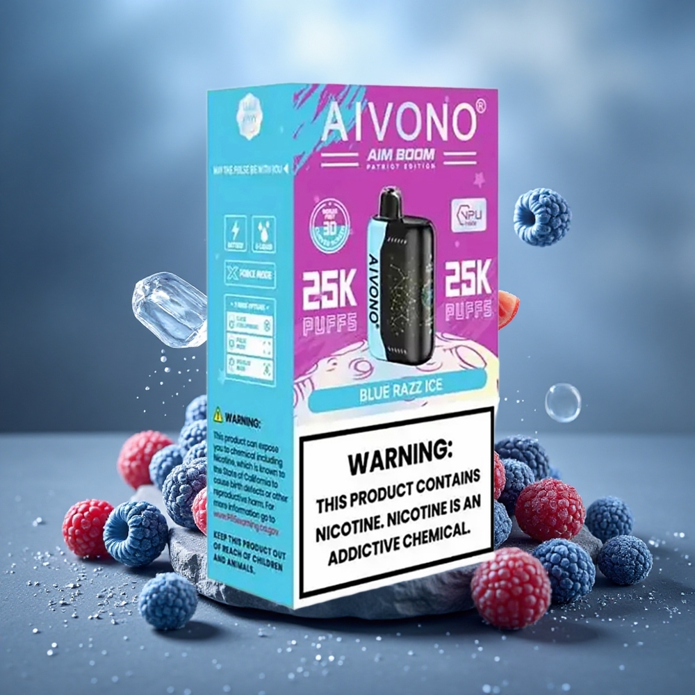 Aivono Aim Boom 25000 Puffs 28ml Disposable Vape Blue Razz Ice