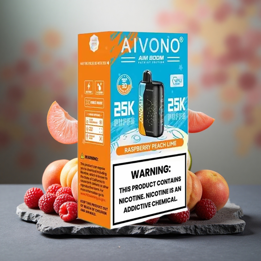 Aivono Aim Boom 25000 Puffs 650mAh Disposable Vape Raspberry Peach Lime