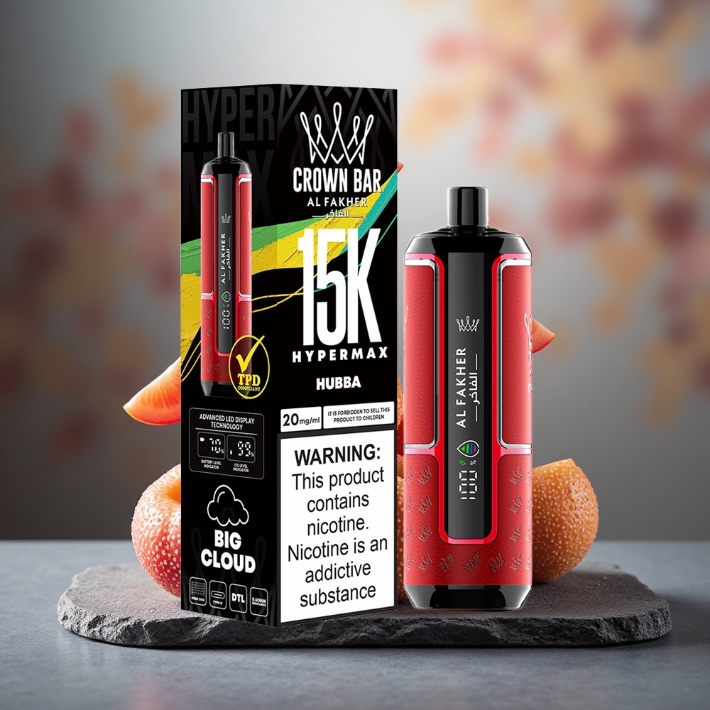 Al Fakher Crown Bar 15K Hypermax 22ml DTL Disposable Vape Kit Hubba