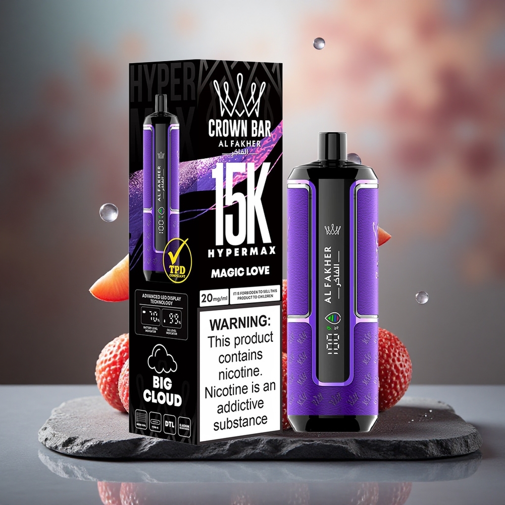 Al Fakher Crown Bar 15K Hypermax 22ml DTL Disposable Vape Kit Magic Love