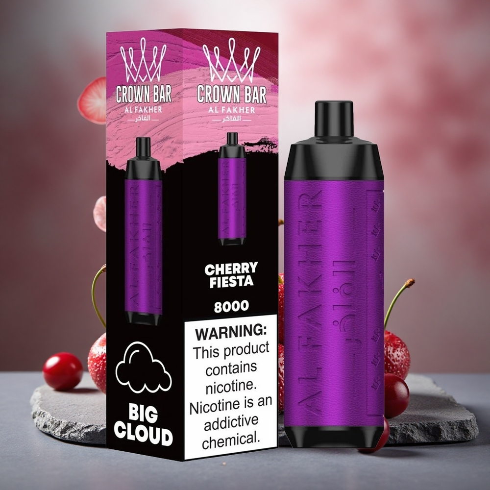 Al Fakher Crown Bar 8000 Crystal Disposable Vape Cherry Fiesta 18ml USB-C
