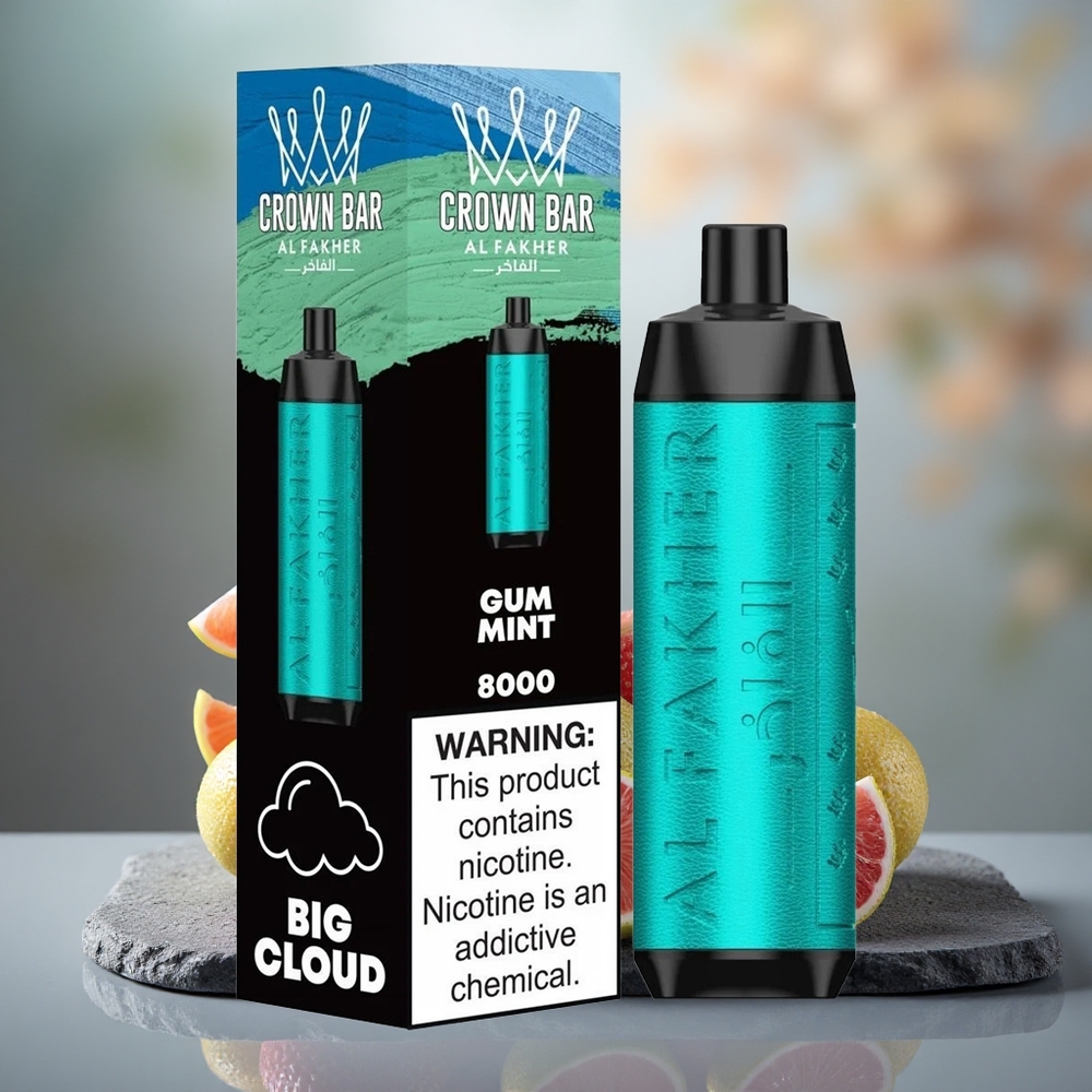 Al Fakher Crown Bar 8000 Crystal Disposable Vape Gum Mint 18ml 8000 Puffs