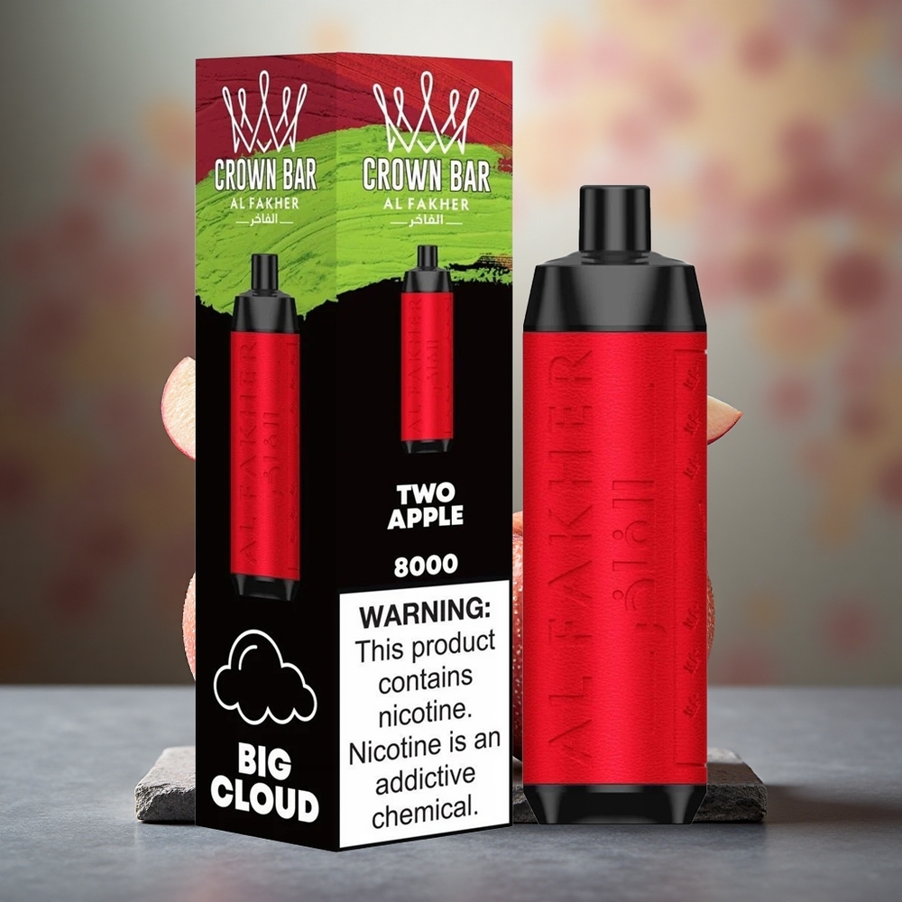 Al Fakher Crown Bar 8000 Crystal Disposable Vape Two Apple 18ml USB-C