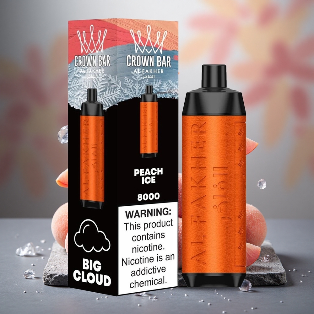 Al Fakher Crown Bar 8000 Crystal USB-C Disposable Vape Peach Ice