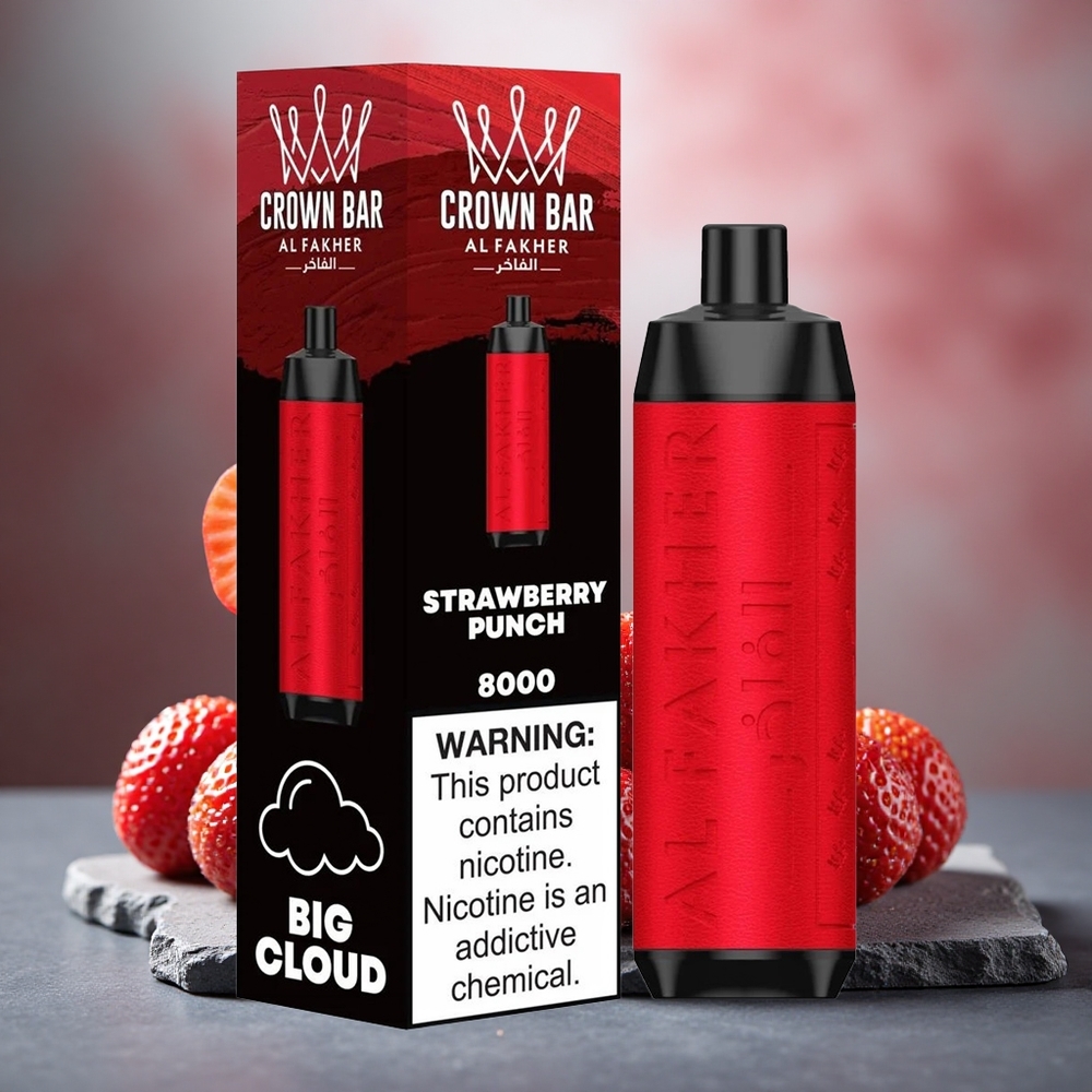 Al Fakher Crown Bar 8000 Crystal USB-C Strawberry Punch Disposable Vape