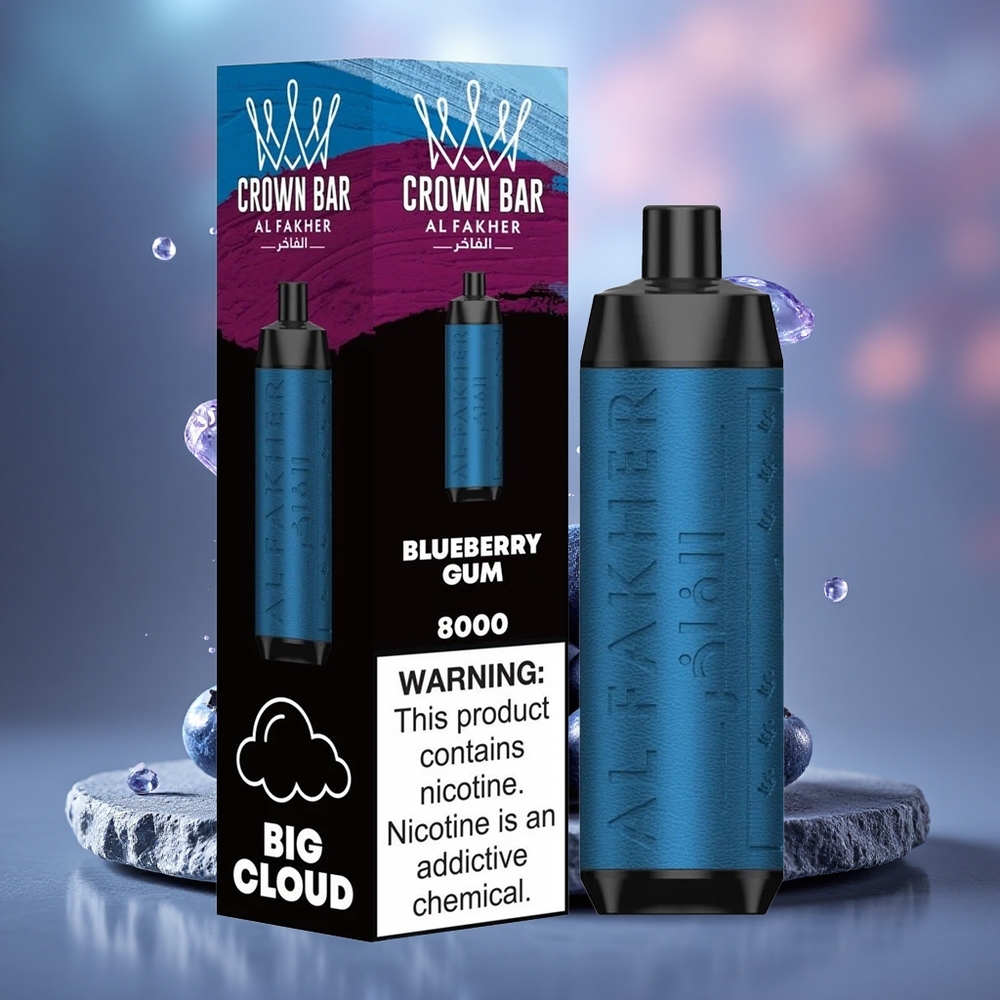 Al Fakher Crown Bar 8000 USB-C Disposable Vape Blueberry Gum