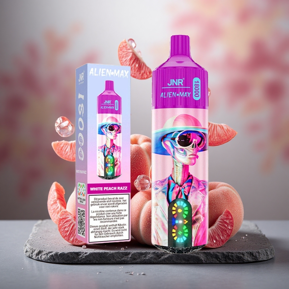 JNR Alien Max 18000 Puffs Dual Mesh Disposable Vape White Peach Razz