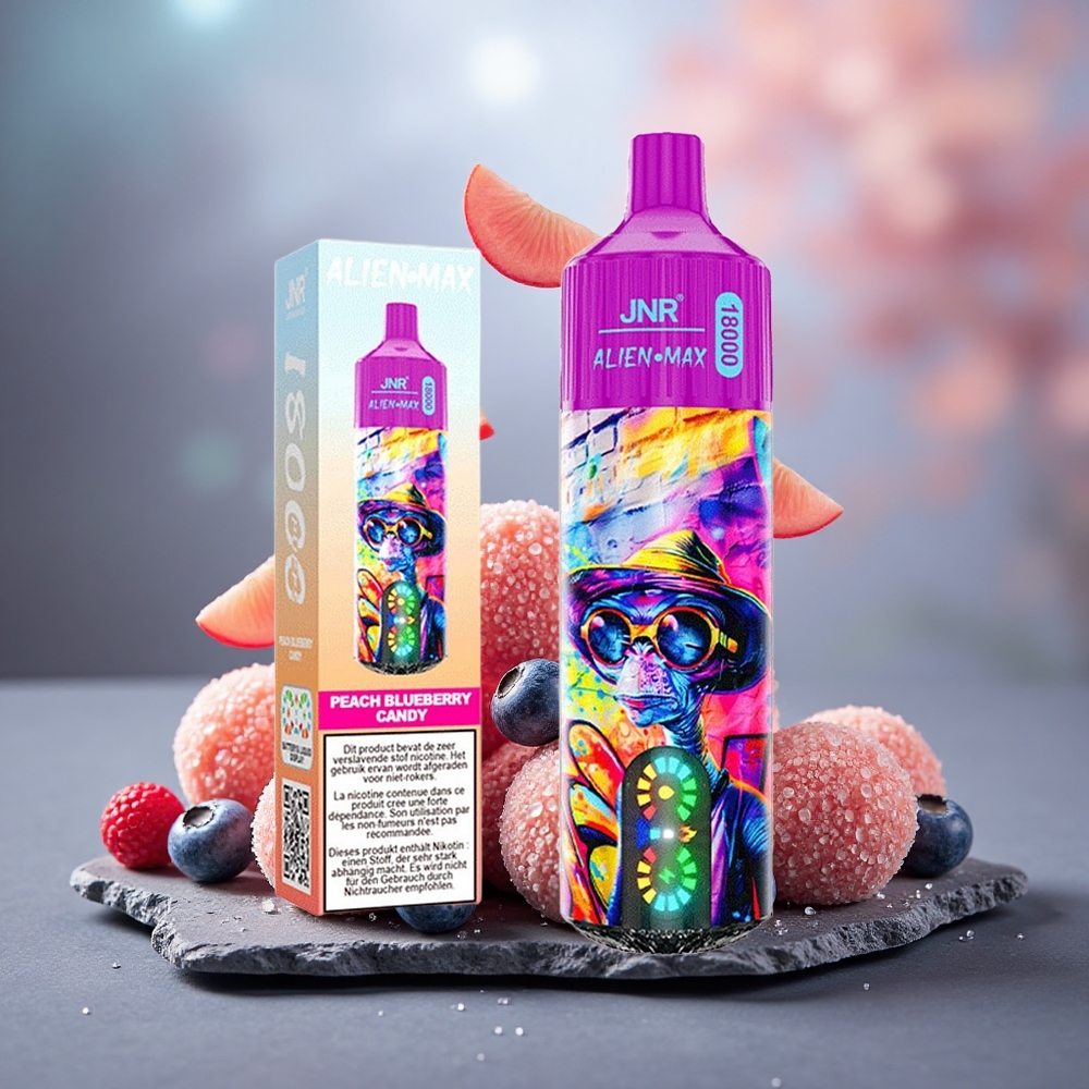 JNR Alien Max 18000 Puffs Dual Mesh Peach Blueberry Candy