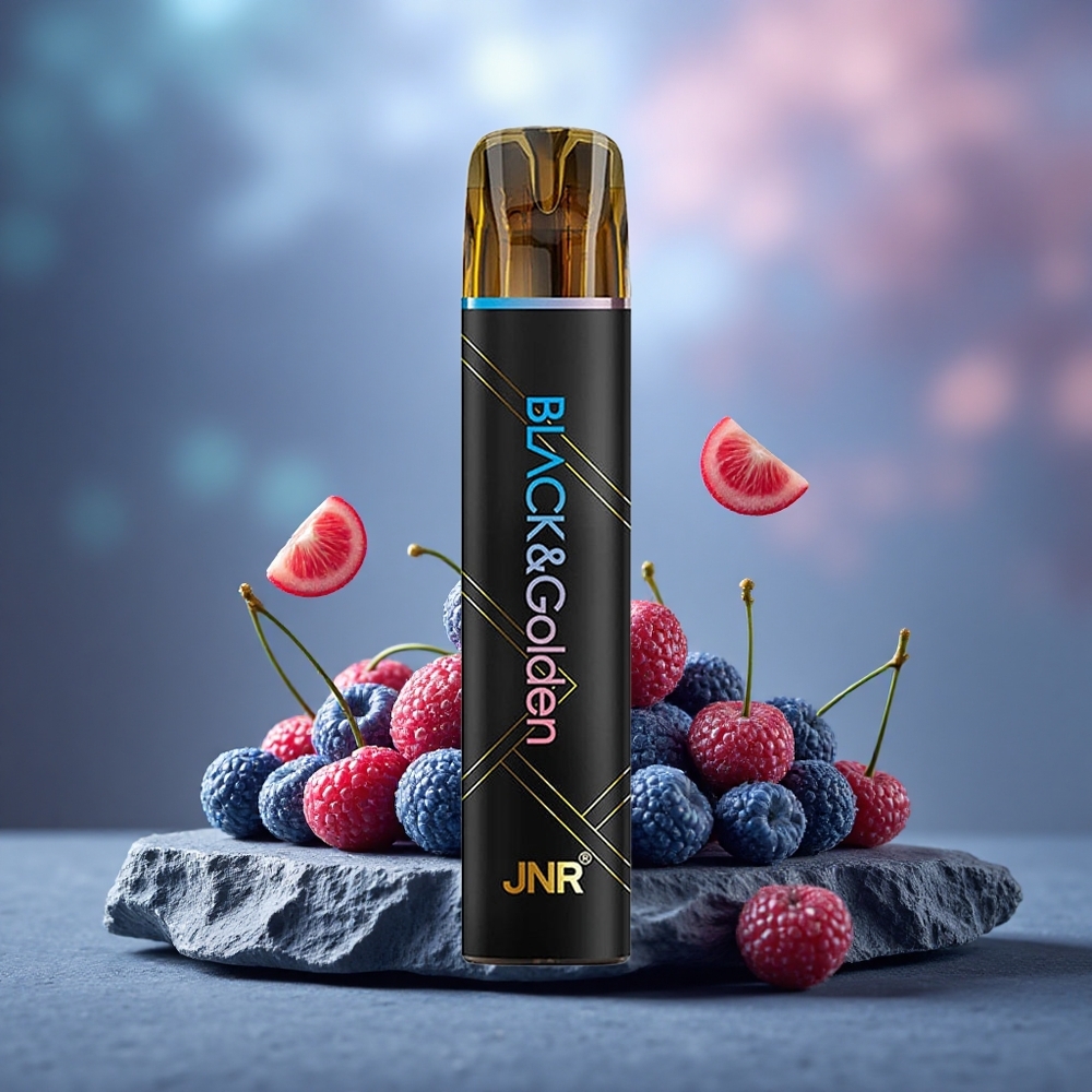 JNR Black&Golden 600+200 Puffs Disposable Vape Blue Razz Cherry