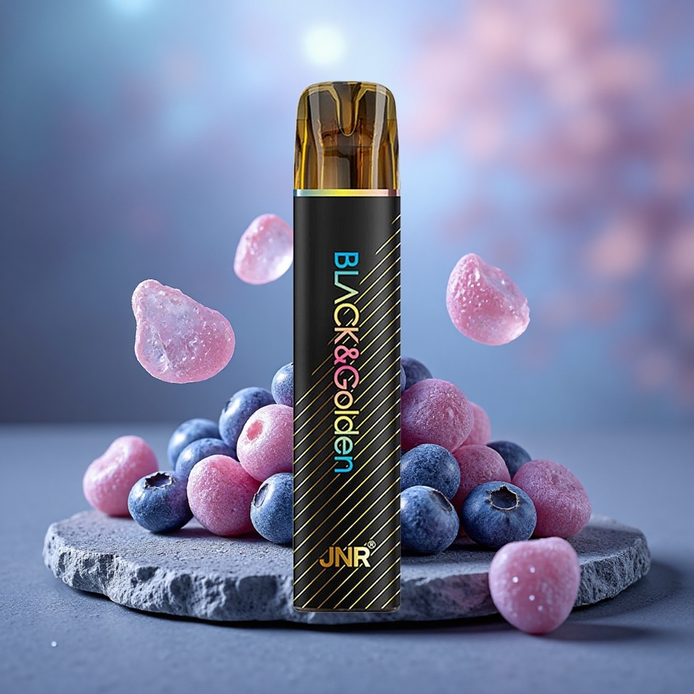 JNR Black&Golden 600+200 Puffs Disposable Vape Blueberry Bubble Gum 2% Nicotine
