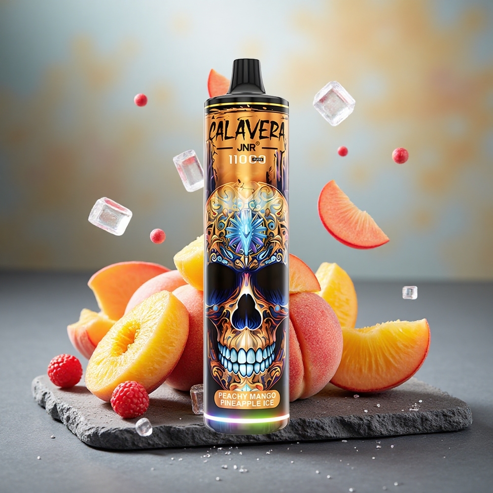 JNR Calavera 11000 Puffs Disposable Vape Peach Mango Pineapple Ice 21ml Mesh Coil