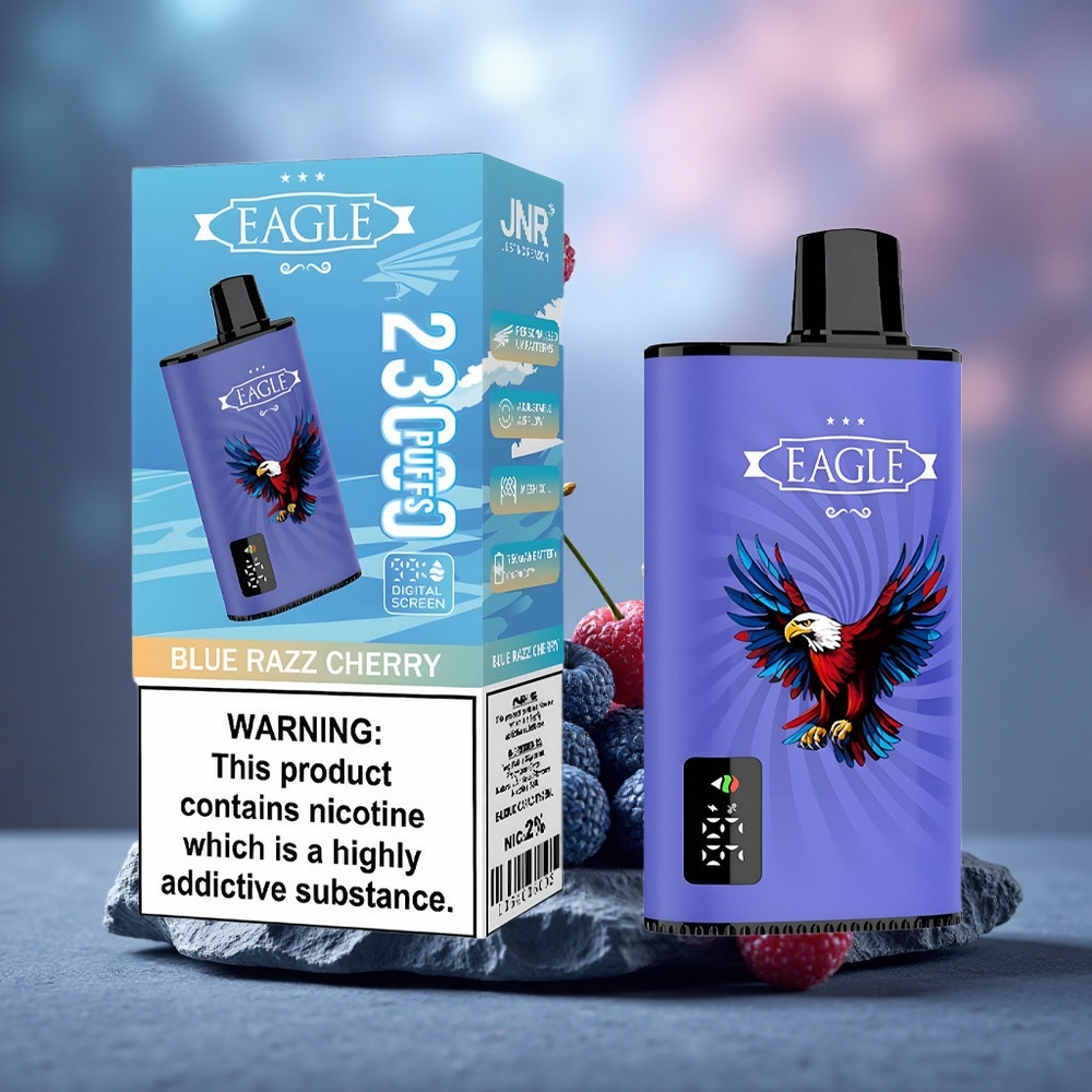 JNR EAGLE Smart 23000 Puffs Disposable Vape Blue Razz Cherry with Digital Screen & Mesh Coil