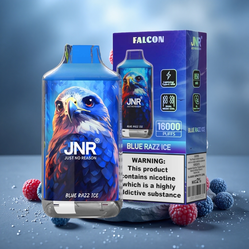 JNR Falcon 16000 Puffs 22ml Blue Razz Ice Dual Mesh Disposable Vape