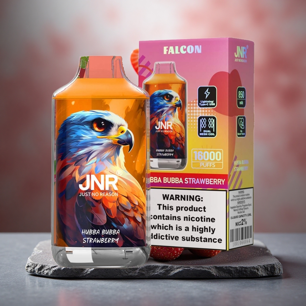 JNR Falcon 16000 Puffs 22ml Hubba Bubba Strawberry Dual Mesh Coil