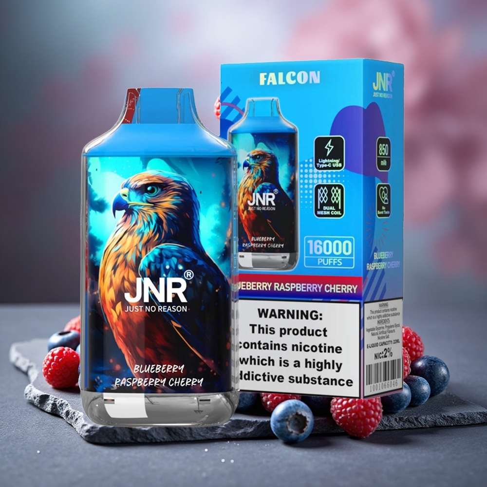 JNR Falcon 16000 Puffs Dual Mesh Blueberry Raspberry Cherry