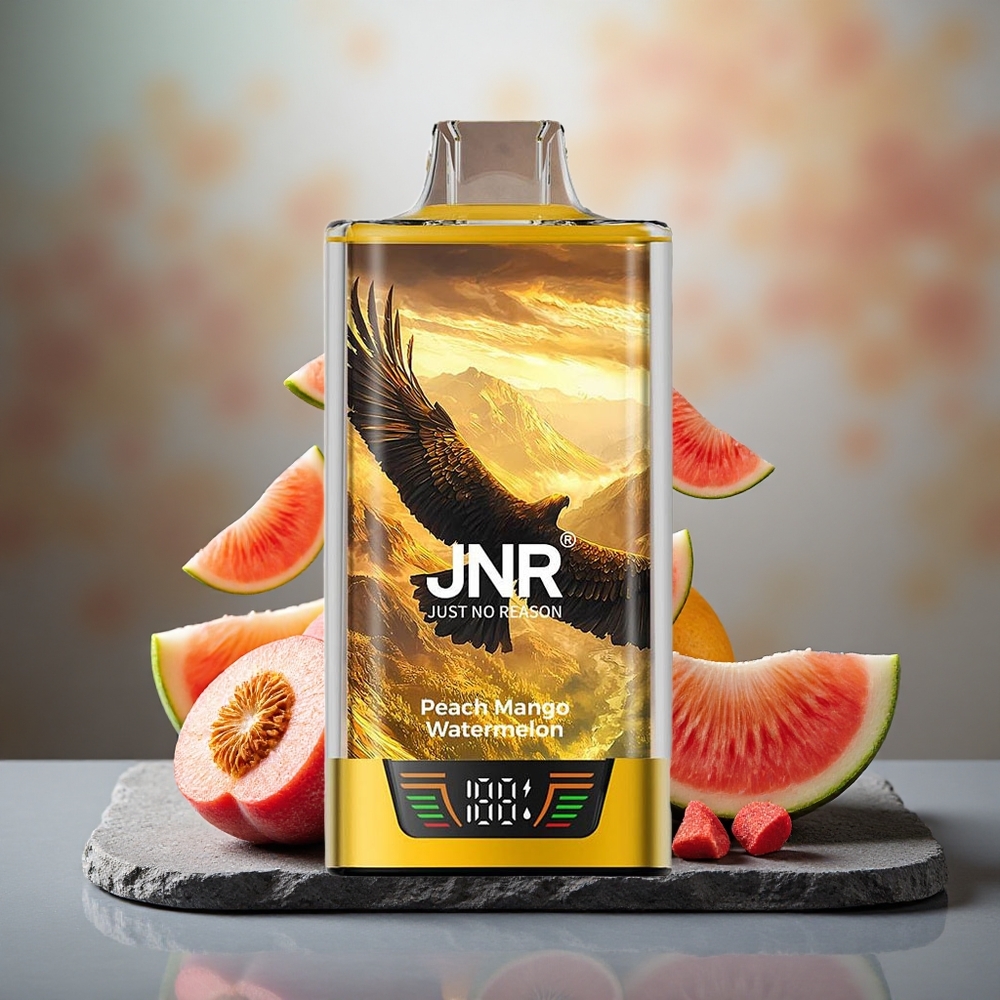 JNR Falcon Pro 28000 Disposable Vape Peach Mango Watermelon 30ml Smart Display