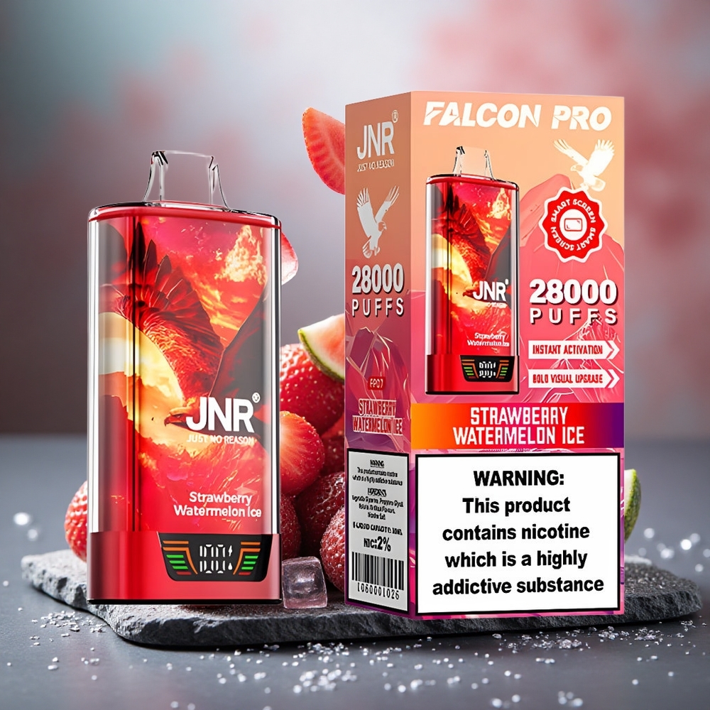 JNR Falcon Pro 28000 Disposable Vape Strawberry Watermelon Ice with Smart Display & Dual Mesh Coil