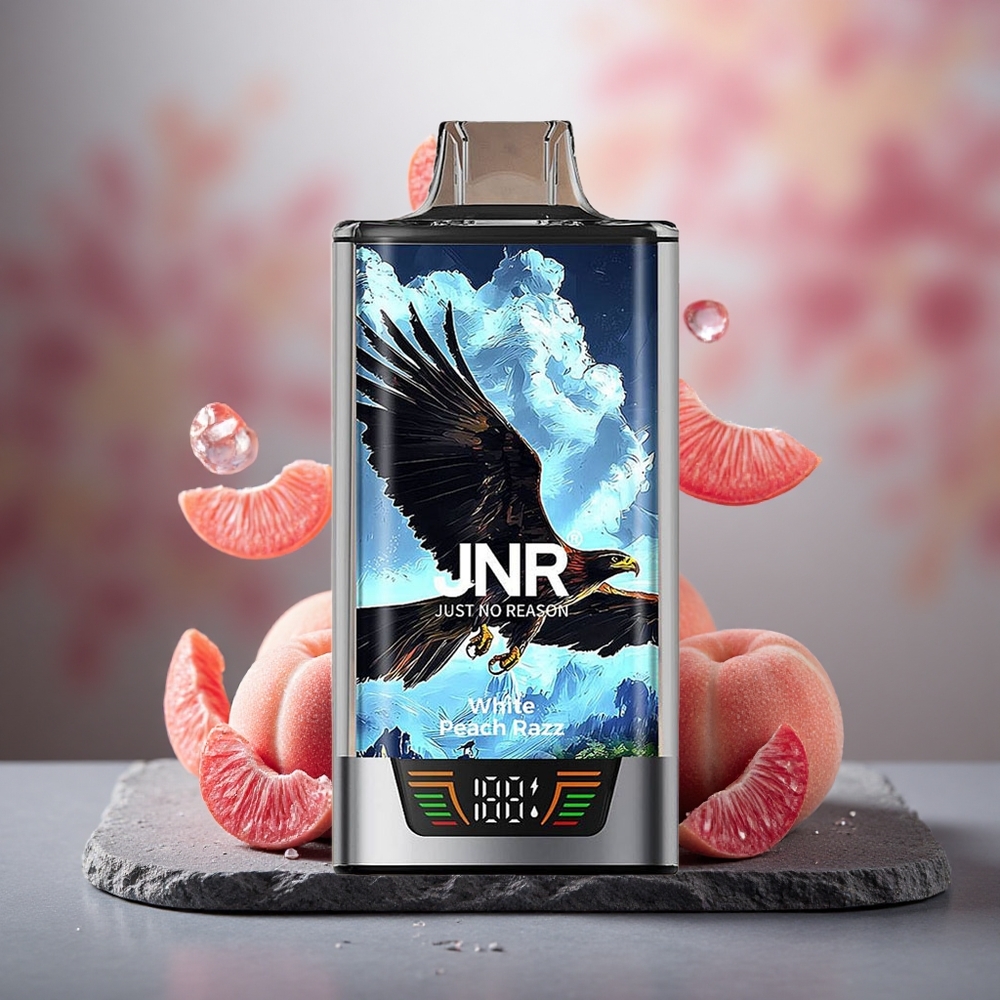JNR Falcon Pro 28000 Disposable Vape White Peach Razz Dual Mesh Coil