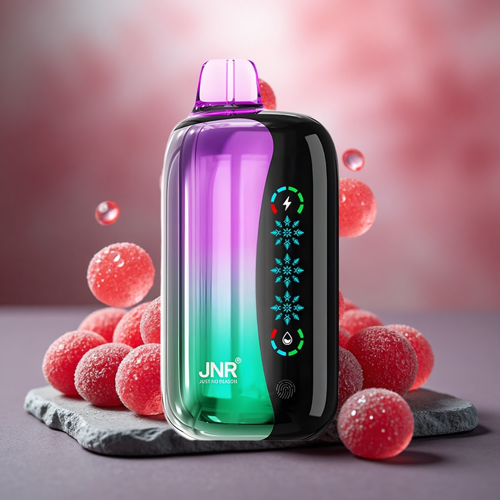 JNR Flex Ice 21000 Puffs Disposable Vape Sour Cherry Gummies with Touch Screen & Ice Adjustable
