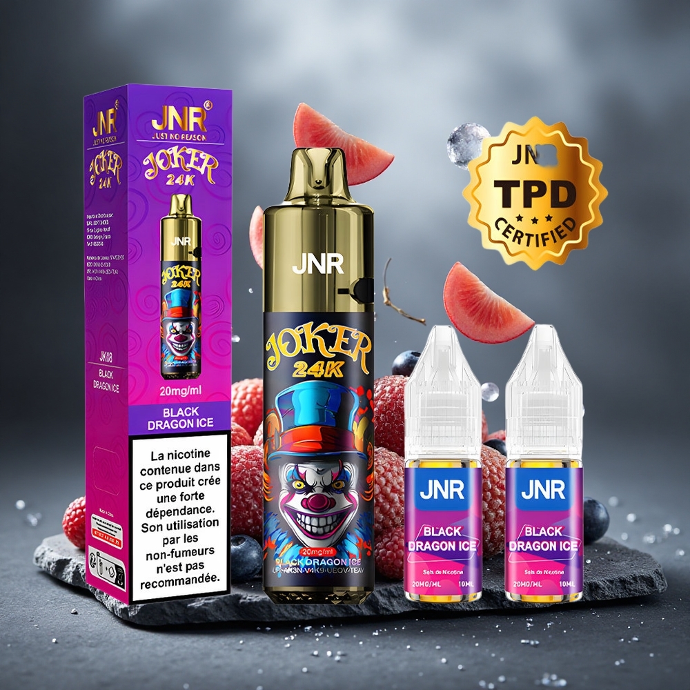 JNR Joker 24K Puffs Disposable Vape Black Dragon Ice 800mAh Type-C