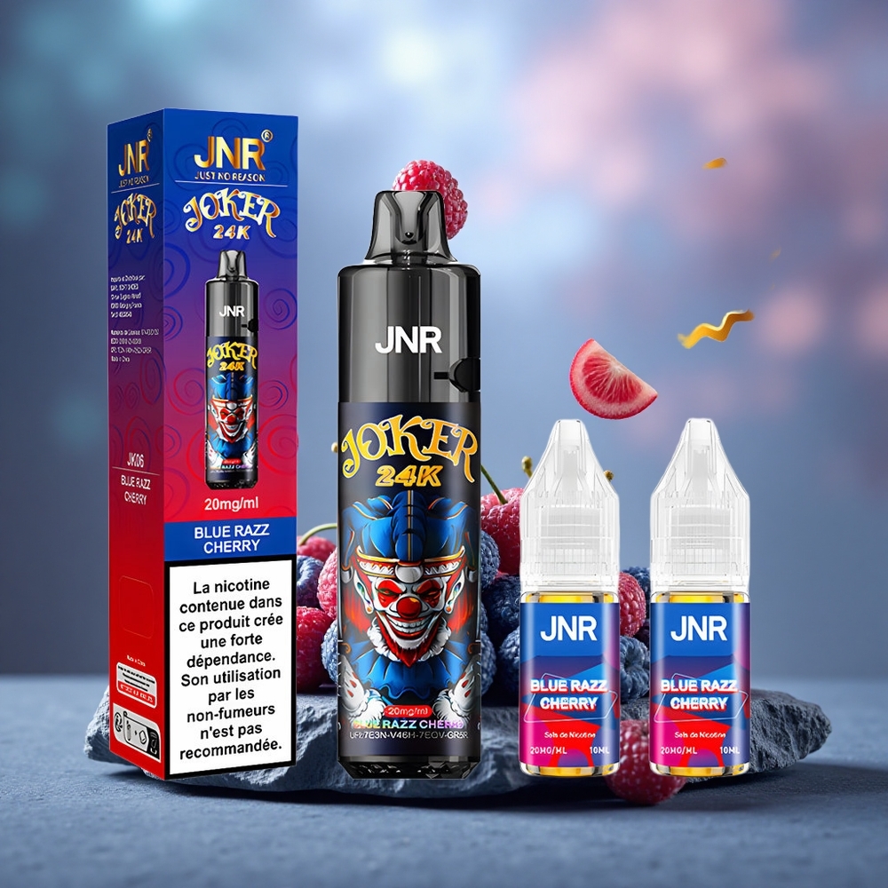 JNR Joker 24K Puffs Disposable Vape Blue Razz Cherry 800mAh 2% Nicotine