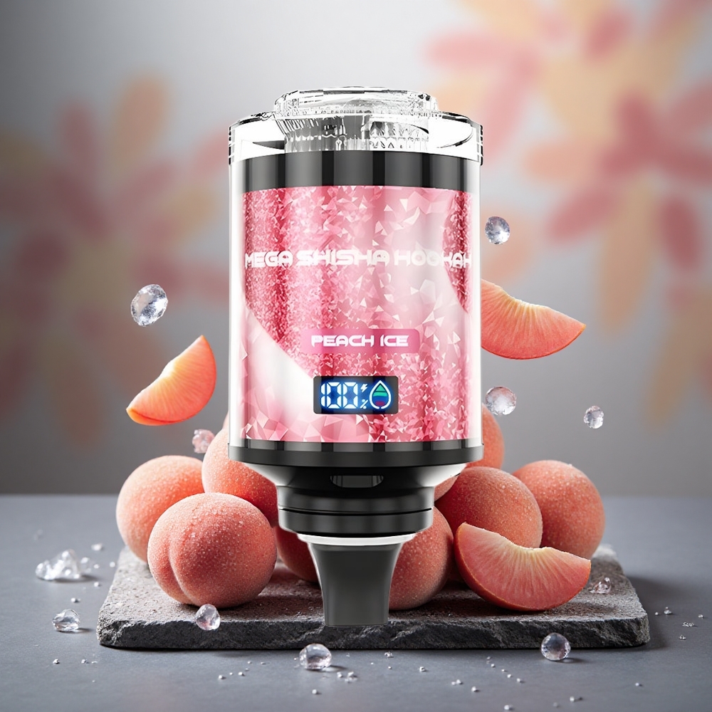 JNR Mega Shisha Hookah 100K Desktop 60ml Peach Ice