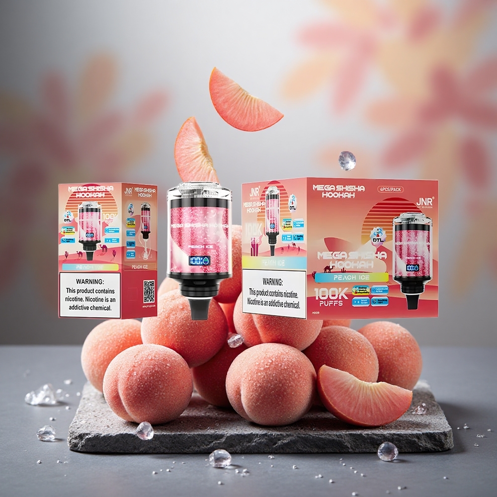 JNR Mega Shisha Hookah 100K Desktop 60ml Peach Ice