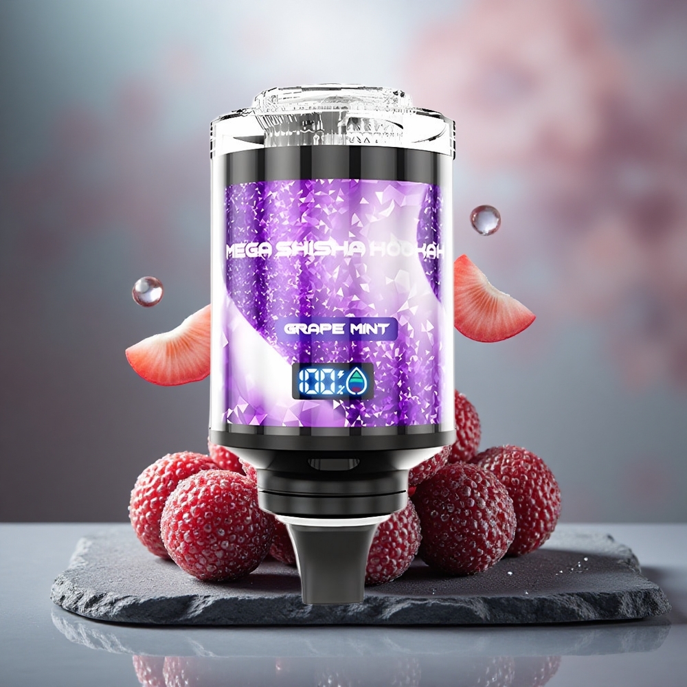 JNR Mega Shisha Hookah 100K Desktop Compatible Grape Mint 100K Puffs 60mL