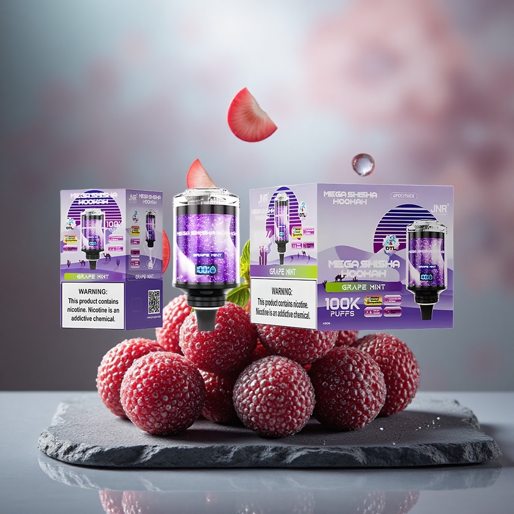 JNR Mega Shisha Hookah 100K Desktop Compatible Grape Mint 100K Puffs 60mL