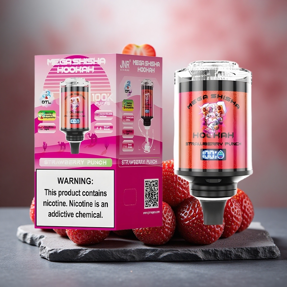 JNR Mega Shisha Hookah 100K Desktop Strawberry Punch 100K Puffs 60mL