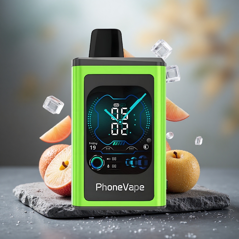 JNR PhoneVape 30000 puffs Disposable Vape Sour Apple Ice with Turbo Mode & Adjustable Airflow