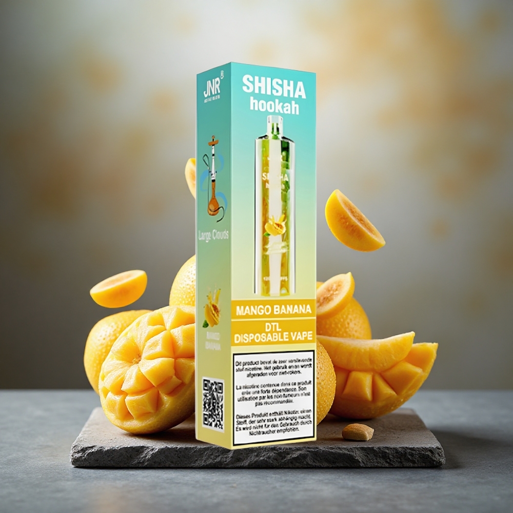 JNR Shisha Hookah 12000 Puffs 24ml Disposable Vape Mango Banana