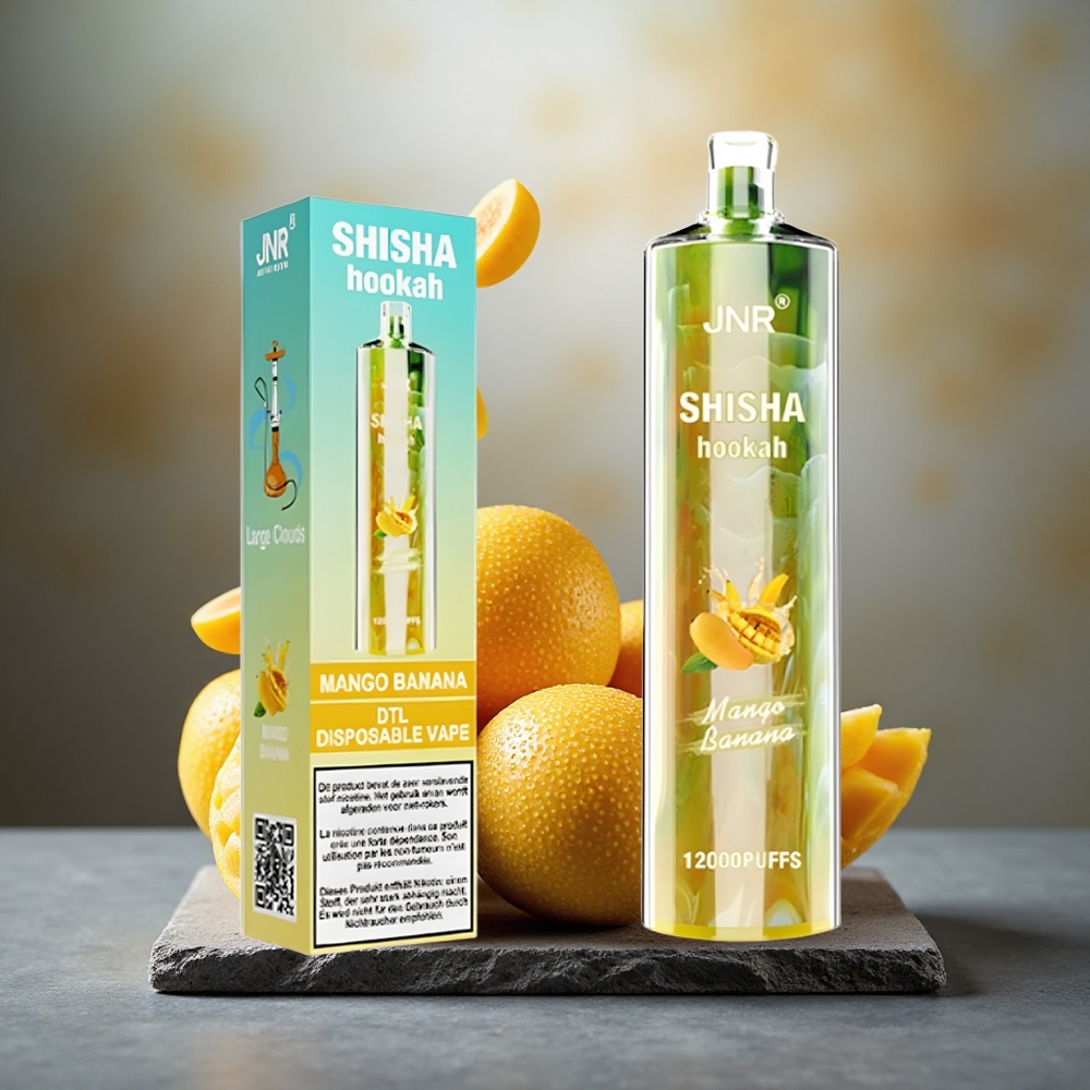 JNR Shisha Hookah 12000 Puffs 24ml Disposable Vape Mango Banana