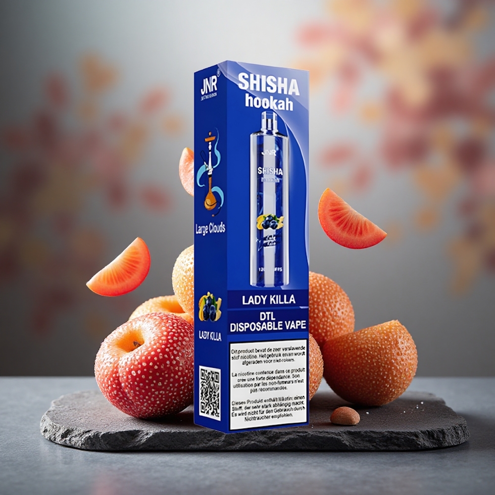 JNR Shisha Hookah 12000 Puffs Disposable Vape Lady Killa 24ml 0.6 Ohm Mesh