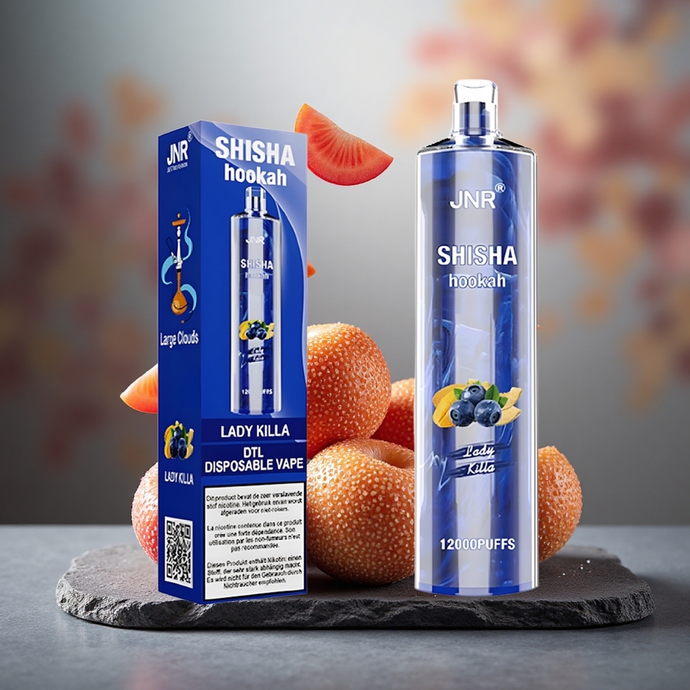 JNR Shisha Hookah 12000 Puffs Disposable Vape Lady Killa 24ml 0.6 Ohm Mesh