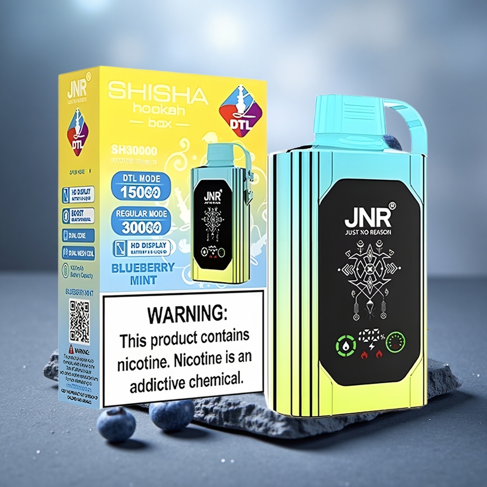 JNR Shisha Hookah Box 20500 Puffs Disposable Vape Blueberry Mint 25ml Type-C Quick Charge
