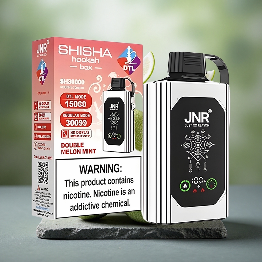 JNR Shisha Hookah Box 20500 Puffs Disposable Vape Double Melon Mint 25ml Type-C