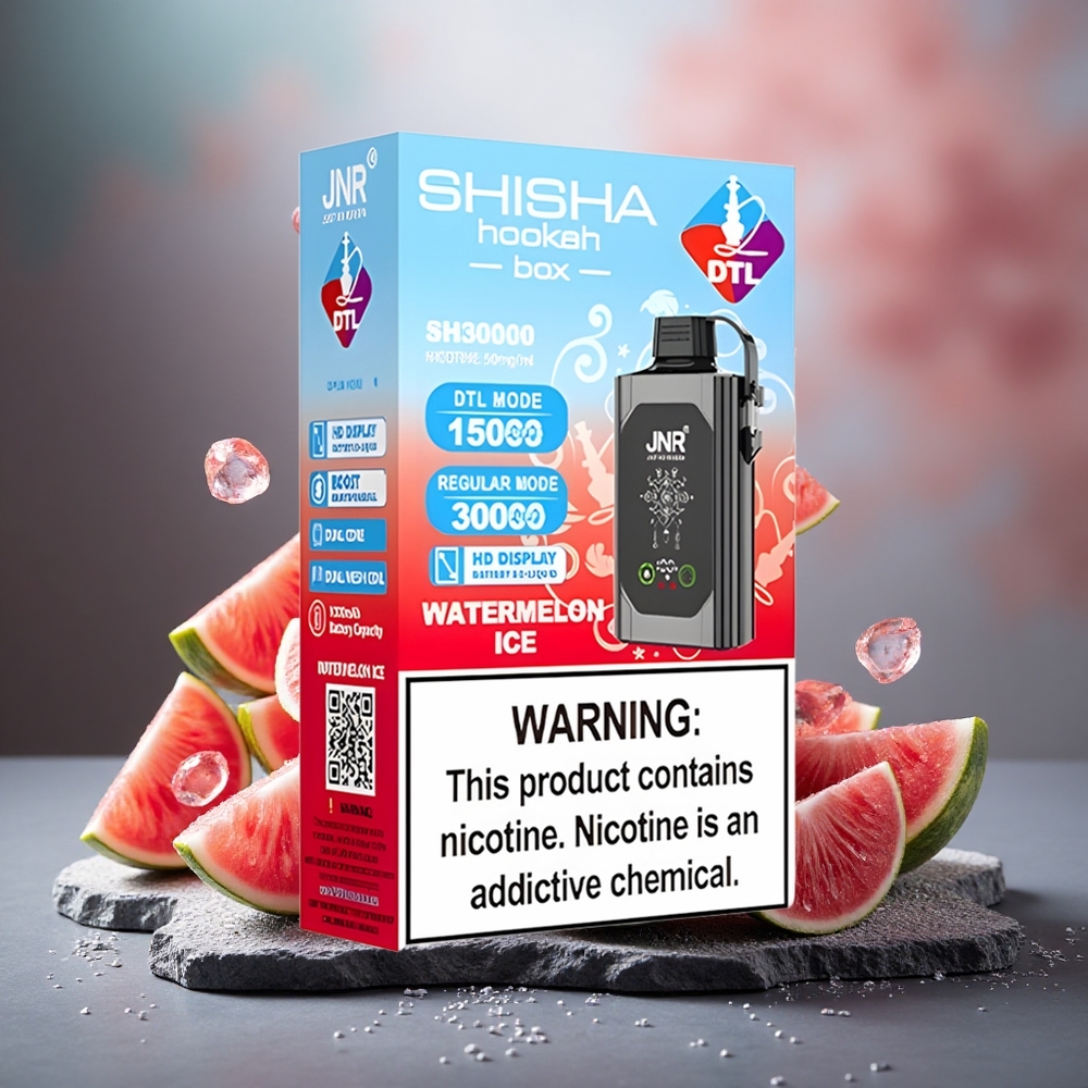 JNR Shisha Hookah Box 20500 Puffs Dual Mesh Coil Disposable Vape Watermelon Ice