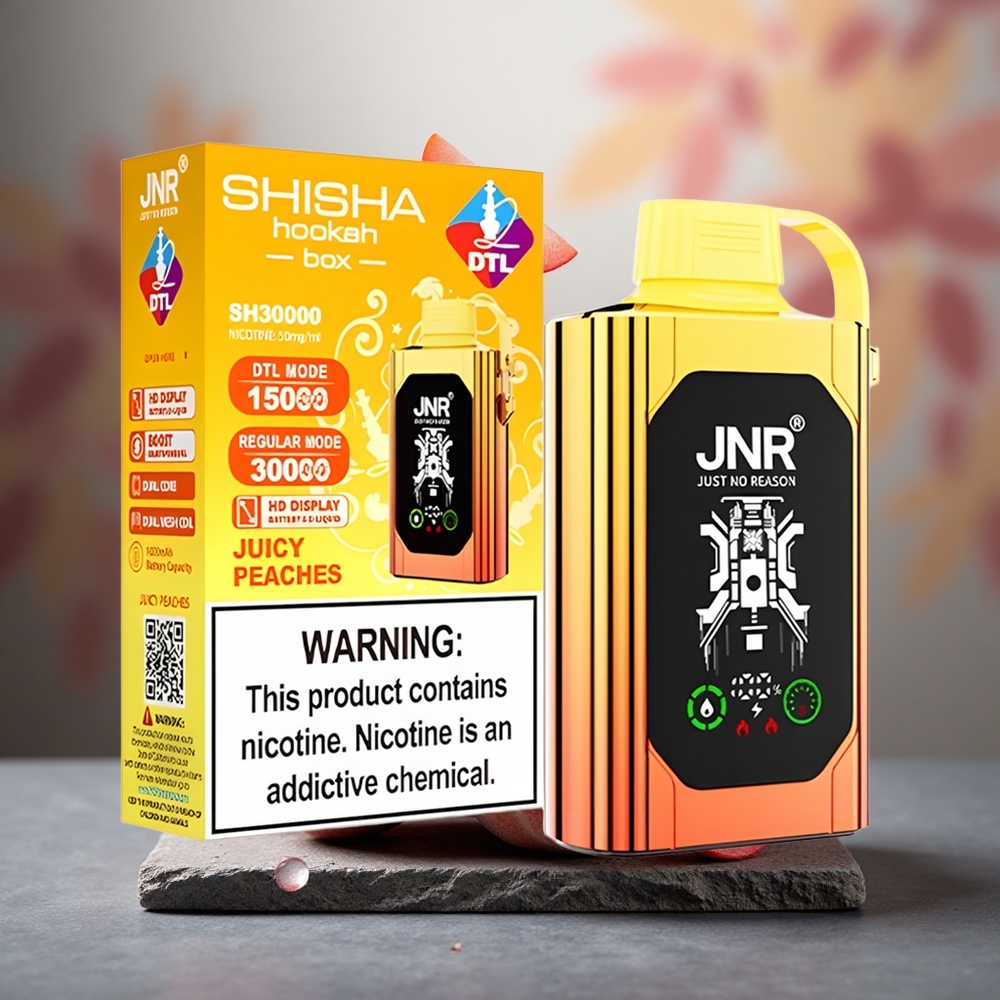 JNR Shisha Hookah Box 20500 Puffs Dual Mesh Juicy Peaches