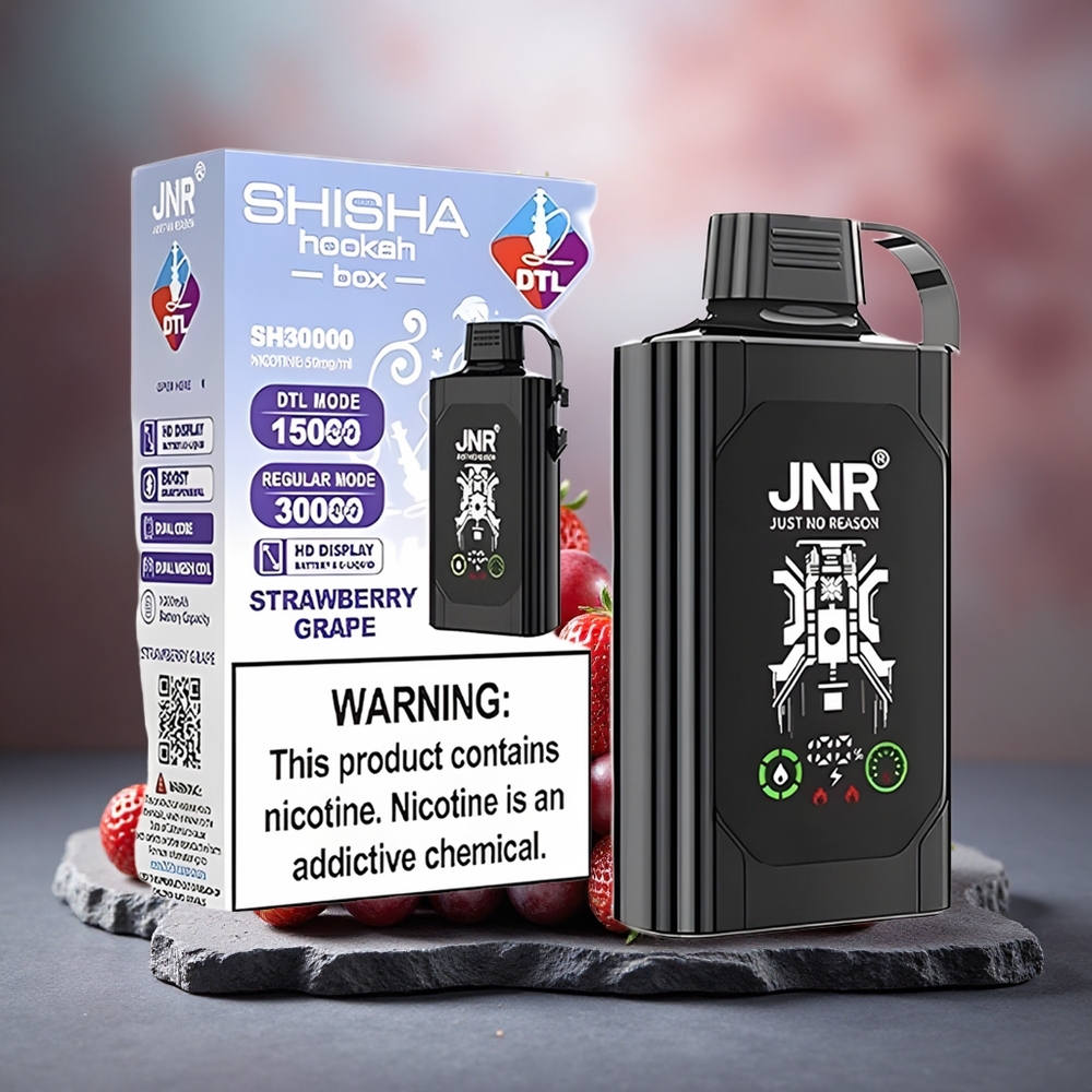 JNR Shisha Hookah Box 20500 Puffs Dual Mesh Strawberry Grape Disposable Vape