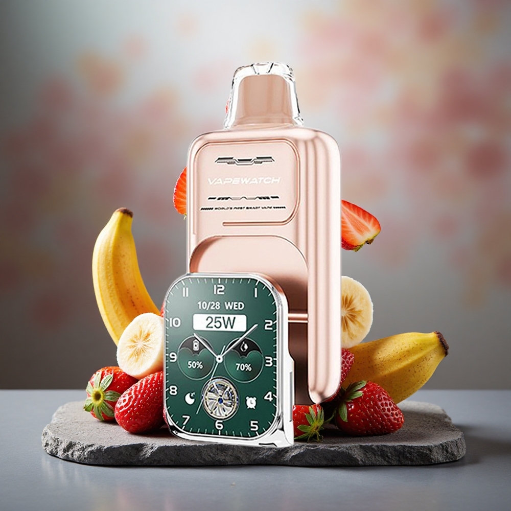 JNR VapeWatch 30000 Puffs 19mL Strawberry Banana Dual Mesh Disposable Vape