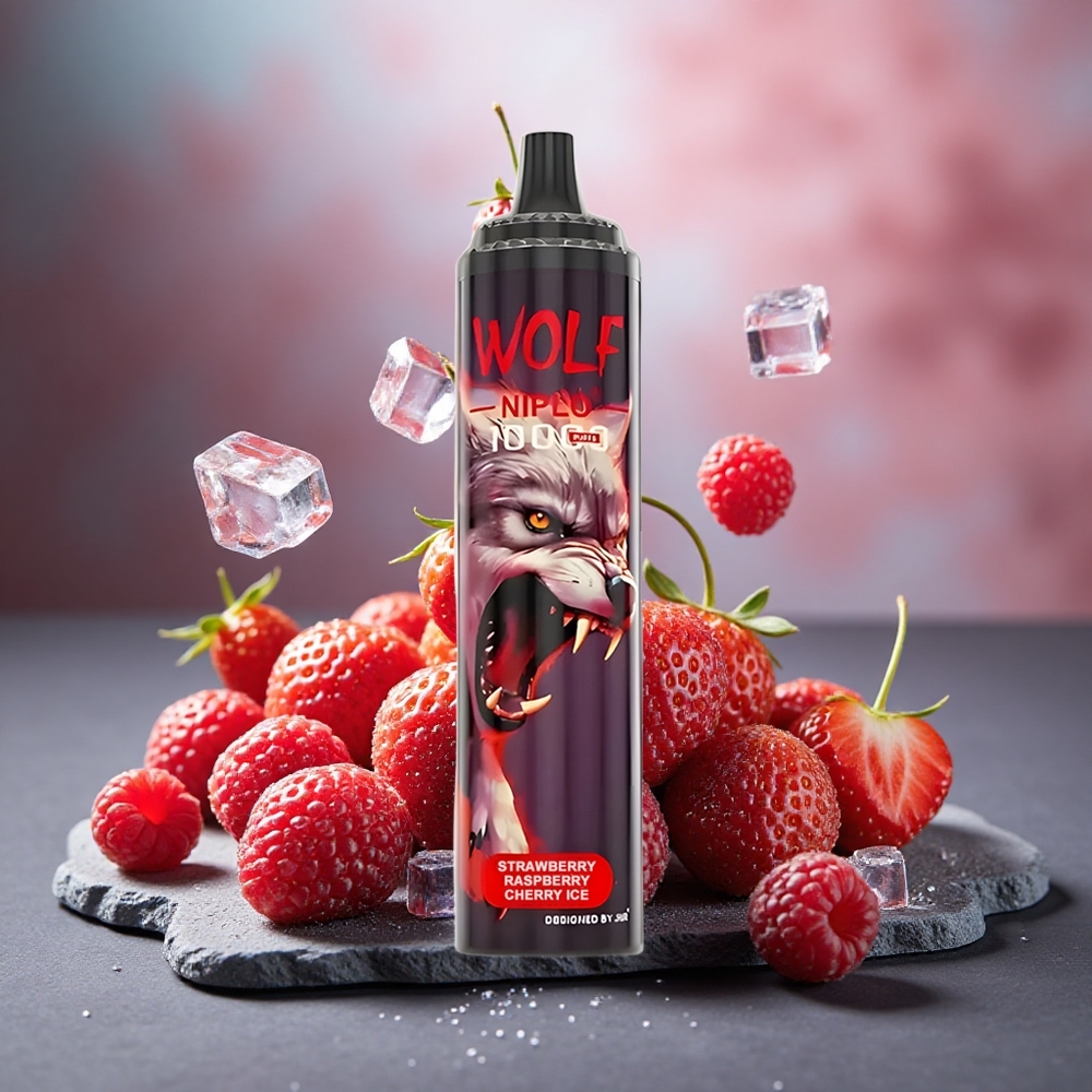 JNR Wolf Niplo 10000 Puffs 20ml Disposable Vape Strawberry Raspberry Cherry Ice