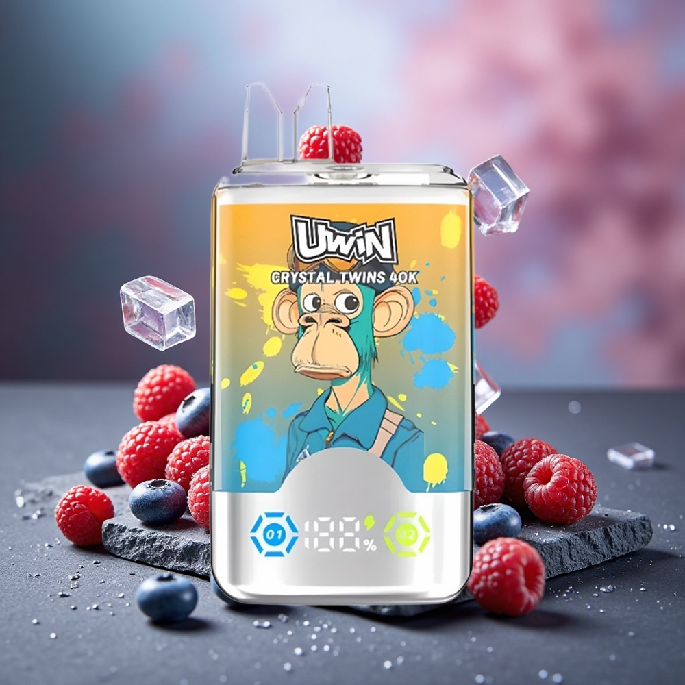Uwin Crystal Twins 40000 Puffs Dual Flavor Disposable Vape Blueberry Raspberry Cherry Ice
