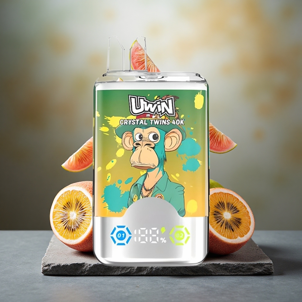 Uwin Crystal Twins 40000 Puffs Dual Flavor Disposable Vape Kiwi Passion Fruit Guava Two Apple