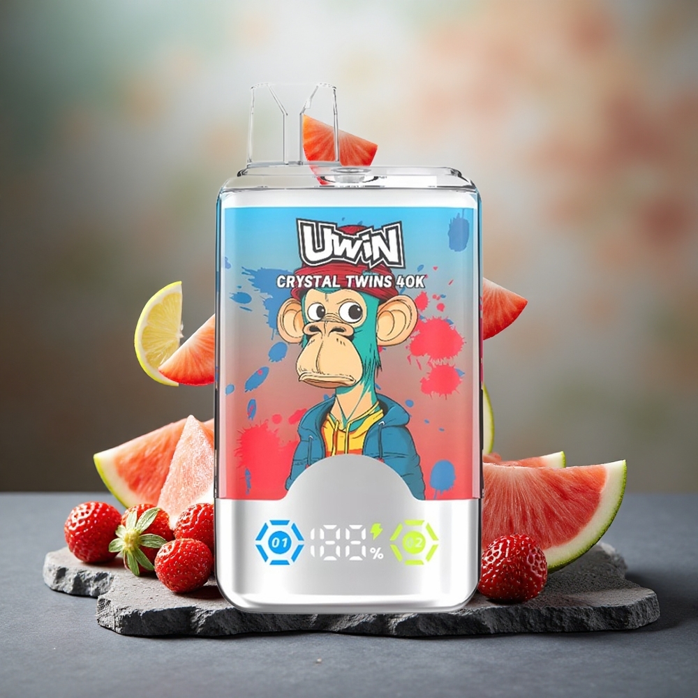Uwin Crystal Twins 40000 Puffs Dual Flavor Rechargeable Strawberry Watermelon Lemon Lime