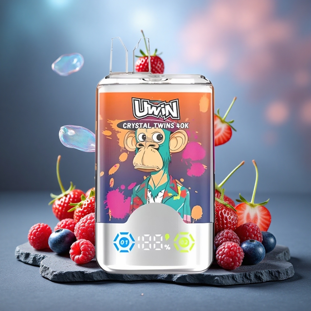 Uwin Crystal Twins 40000 Puffs Rechargeable Strawberry Raspberry Cherry Mr Blue