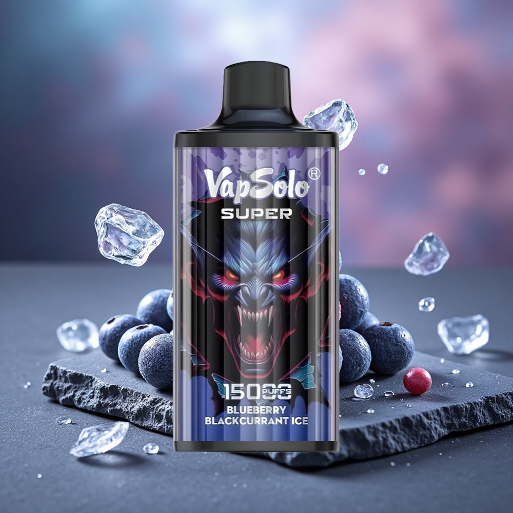 Vapsolo Super 15000 Puffs 40ml E-Liquid Blueberry Blackcurrant Ice Disposable Vape