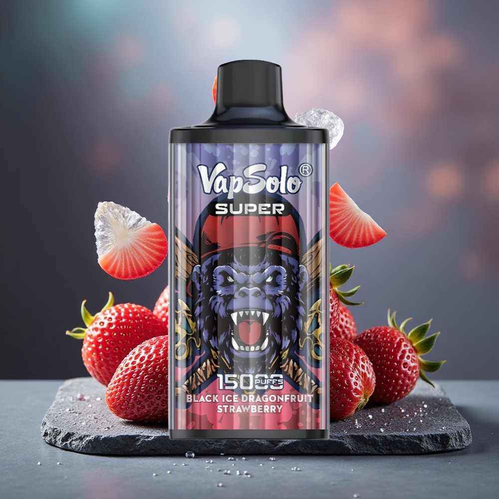 Vapsolo Super 15000 Puffs 40ml E-Liquid Disposable Vape Black Ice Dragonfruit Strawberry