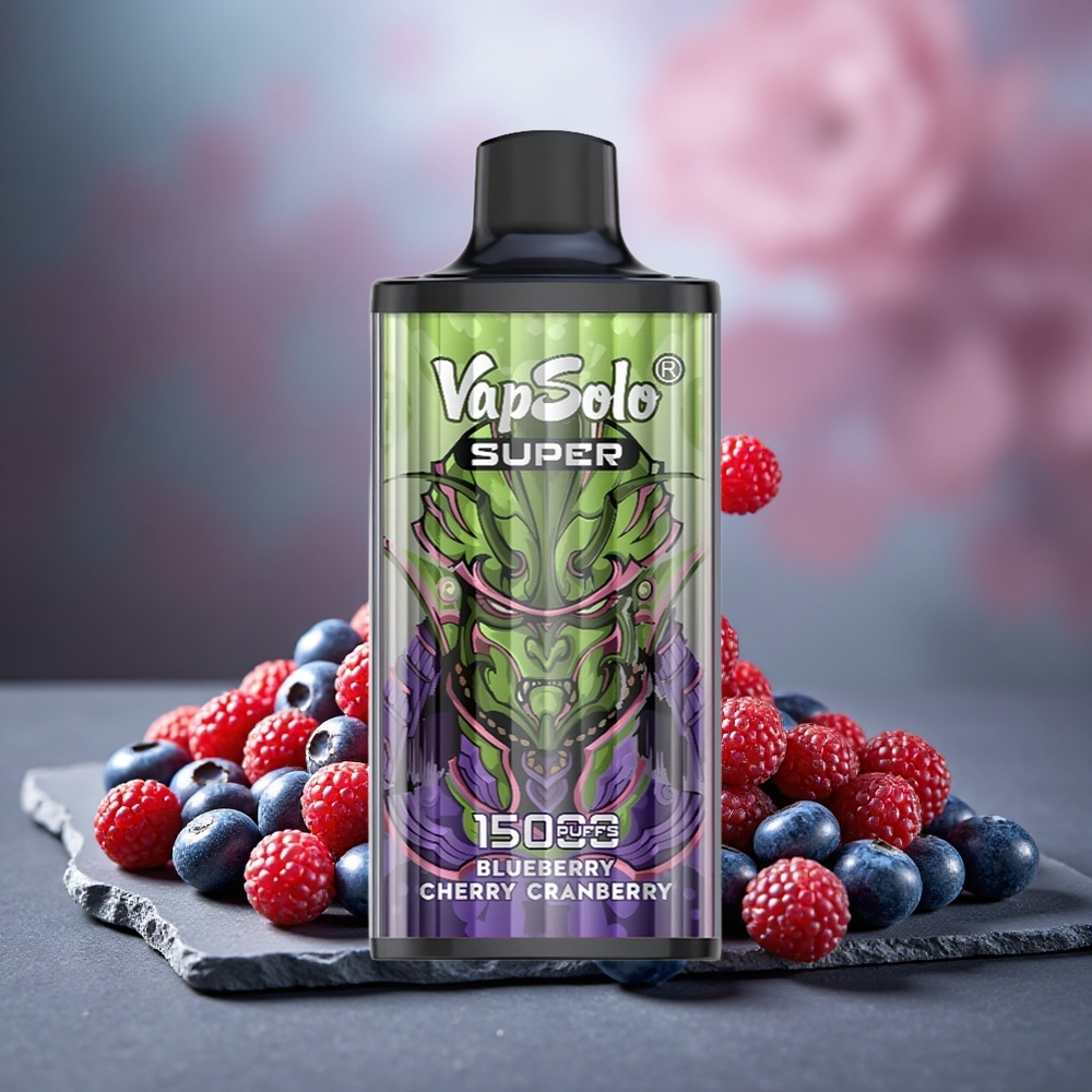 Vapsolo Super 15000 Puffs 40ml E-Liquid Disposable Vape Blueberry Cherry Cranberry